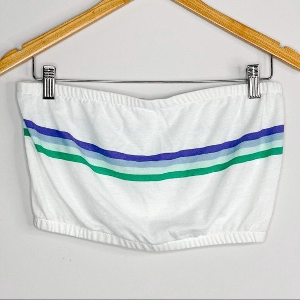 Me to We Pacsun White Striped Retro Bandeau Crop Top Tube Top - Picture 3 of 8